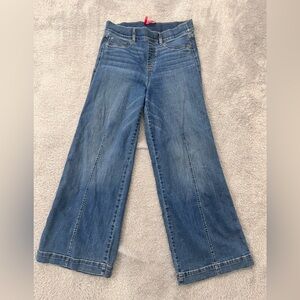 Spanx Jeans Women’s Medium Blue Seamed Front Wide Leg High Rise Denim 20407Q